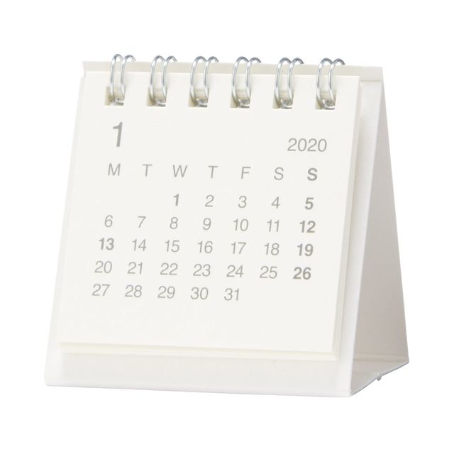 バガスペーパーデスクトップミニカレンダー　白・卓上約６０×６０ｍｍ・１２月～１２月