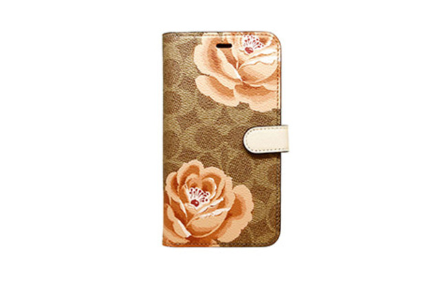 ［auショップ限定］iPhone 11用 COACH（R）ブックタイプケース／PEONY Brown