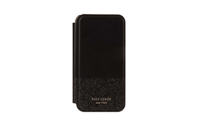 ［auショップ限定］iPhone 11用 Kate Spade（R）ブックタイプケース／Glitter Black