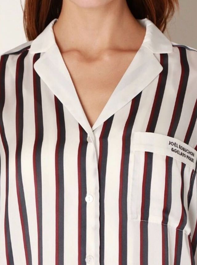 【Joel Robuchon & gelato pique】ストライプサテンシャツ