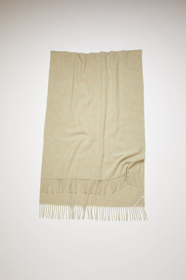 オーバーサイズのフリンジ付きスカーフ ホイート杢ベージュ