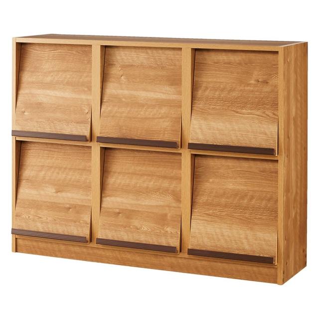 ヴィンテージウッド調 マガジン＆レコードキャビネット ベース 扉タイプ 2段3列