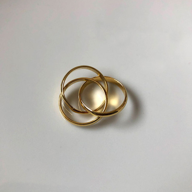 Silver925 3layered ring gold