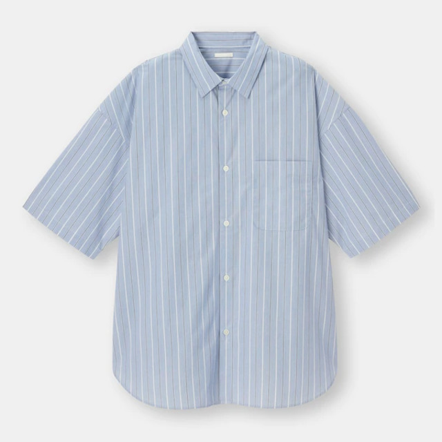 ブロードオーバーサイズシャツ(5分袖)(ストライプ)