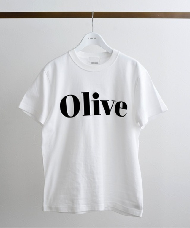 OliveフロッキーロゴプリントTシャツ