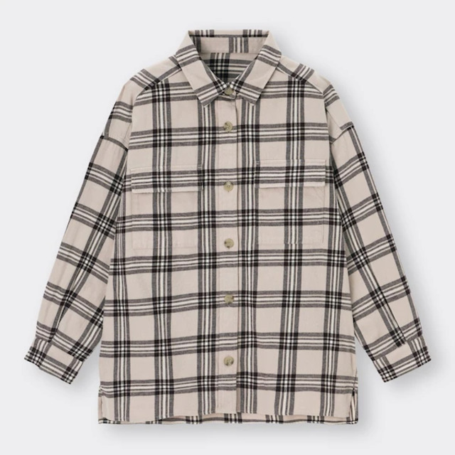 フランネルオーバーサイズシャツ(長袖)(チェックB)+X