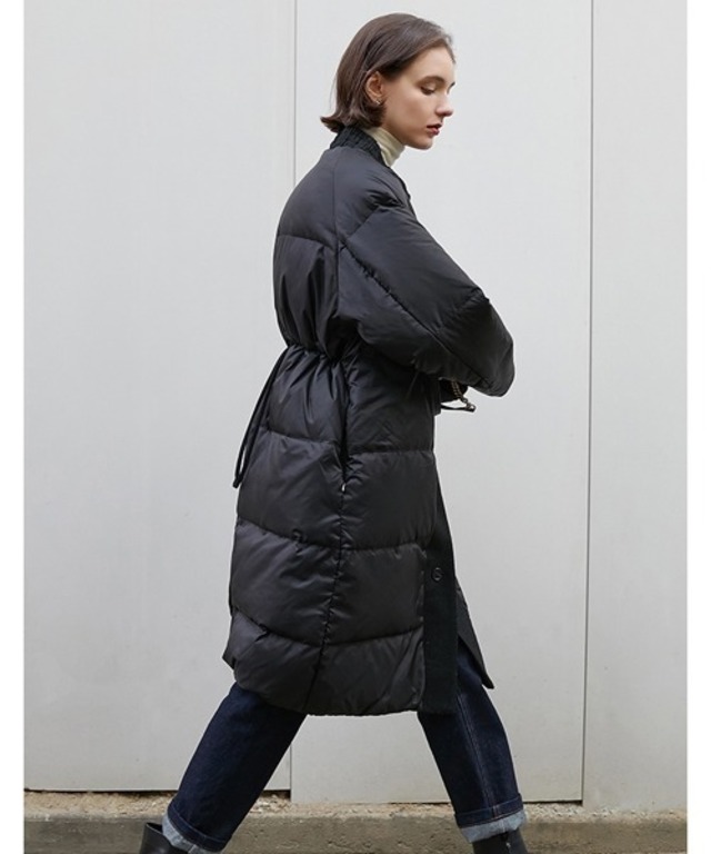 Oversized front switching quilted  down coat