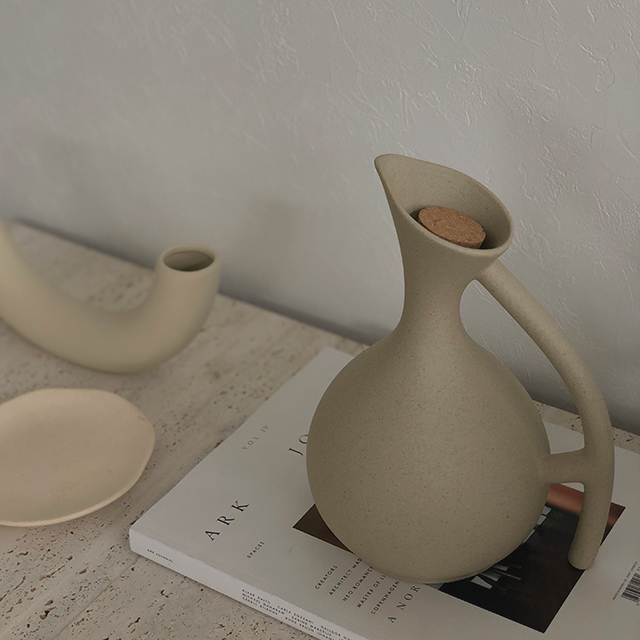 pitcher フラワーベース コルク 陶器 花瓶