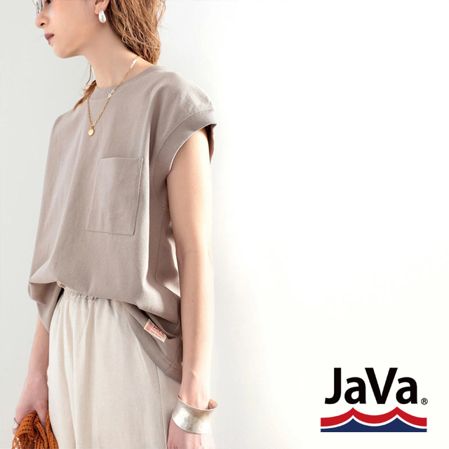《JaVaジャバ コラボ》【sustaina+】綿100％USAコットン。大人カジュアルポケットTシャツ