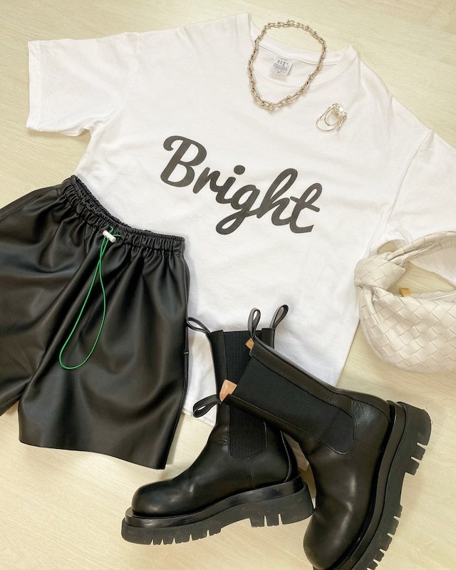 Bright T-shirt・White×Black