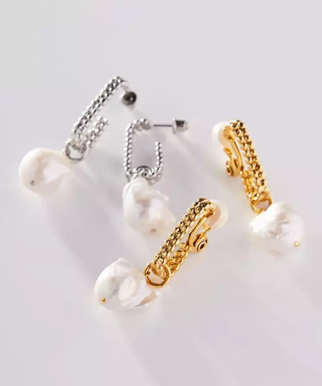 CUTSTEEL baroque pearl chain pierce/earring
