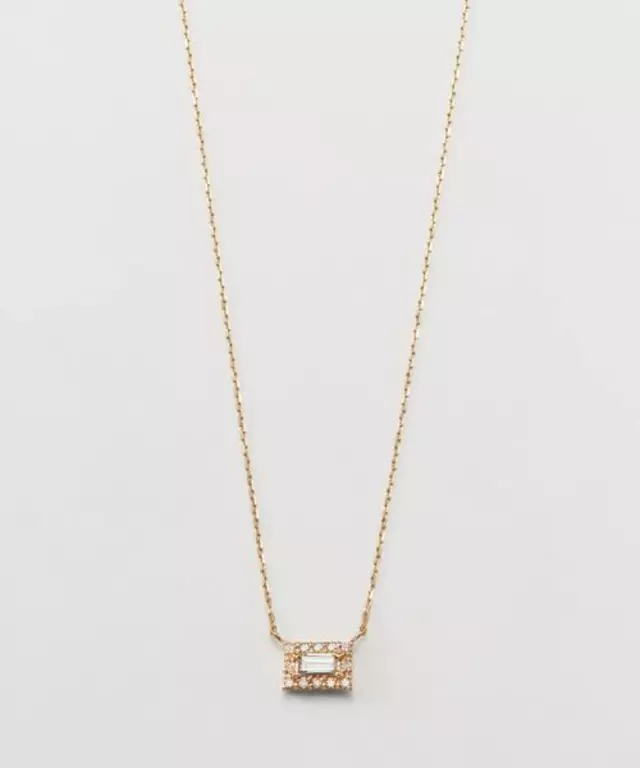 【Briller】K10バゲットカットダイヤモンドネックレス