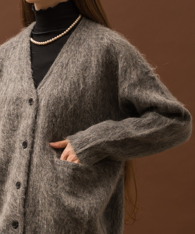 Shaggy Mohair V-Neck Cardigan