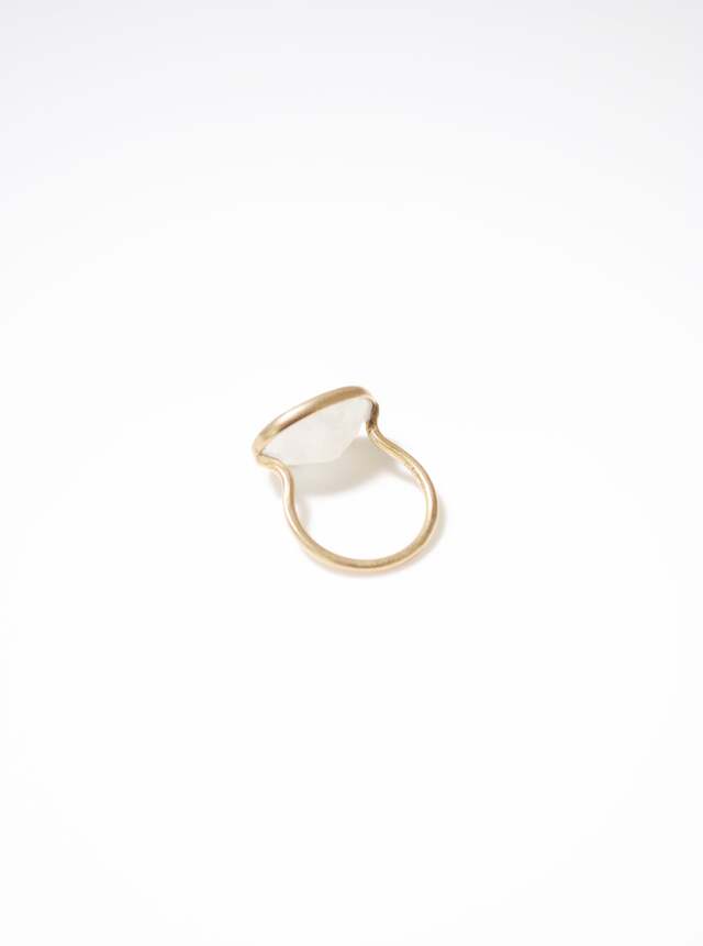 レインボームーンストーン(GOLD)：OVAL FLOWER RING