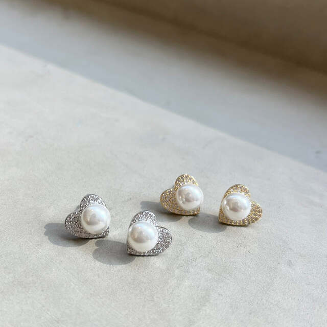 Heart Pearl pierce/earring