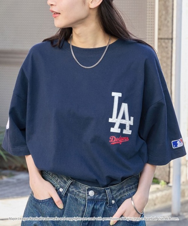 メジャーリーグベースボール 別注 ワッペン刺繍 ビッグシルエット半袖Tシャツ