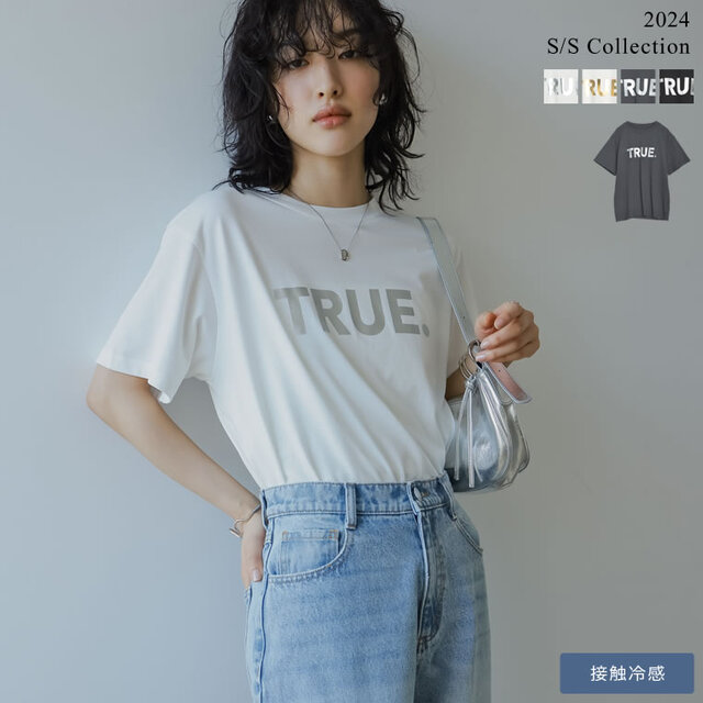 TRUEメタリックロゴプリントTシャツ