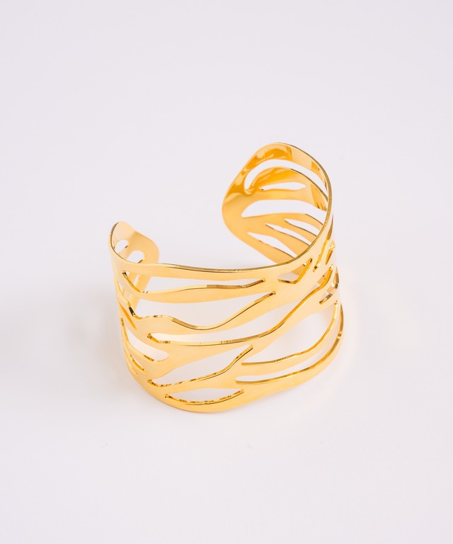 Leaf Vein Plate Bangle/メタルワイドバングル