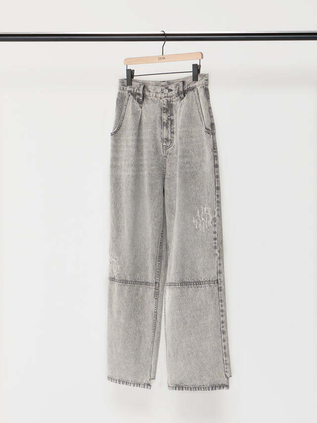 HIGH RISE TUCK WIDE PANTS L-GRAY