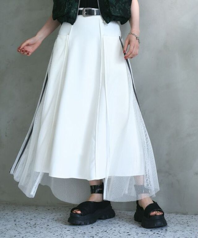 【SET UP対応 LADIES】メッシュキリカエトラックスカート