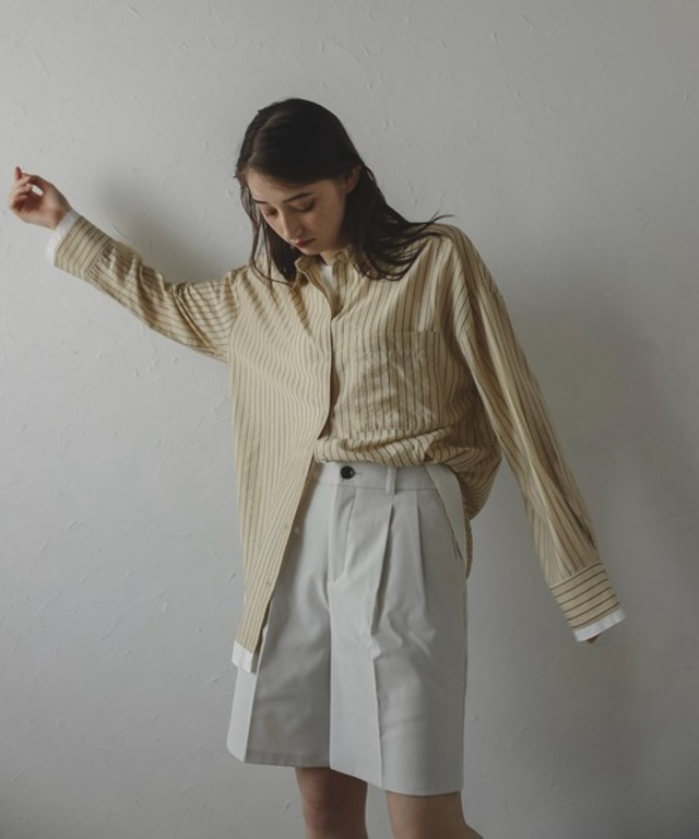 【MINERTE】layered stripe shirt / レイヤードストライプオーバーサイズシャツ