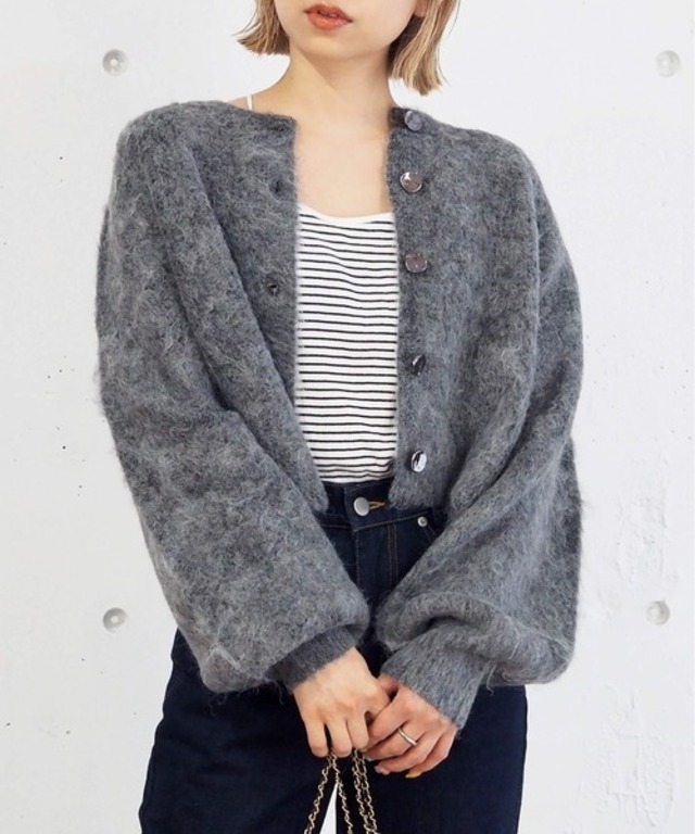 【wool】シャギーショート丈カーディガン