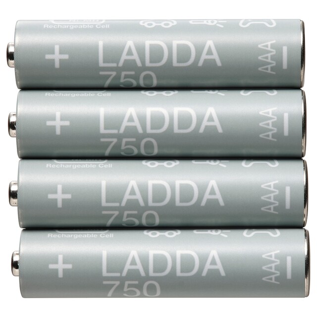 LADDA ラッダ 充電式電池, HR03 AAA （単4形） 1.2V, 750mAh