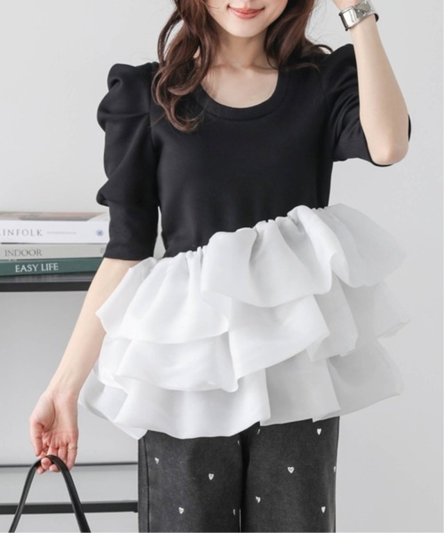 AMELY バルーンフリルドッキングトップス