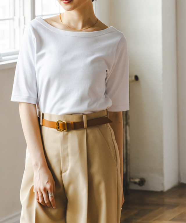《追加》スビンコットンソフトスクエアーネックTシャツ