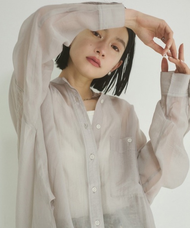 【WEB限定/別注】バンドカラー シアーシャツ