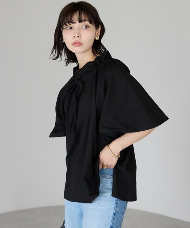 Drawstring ribbon tops　ドロストリボントップス