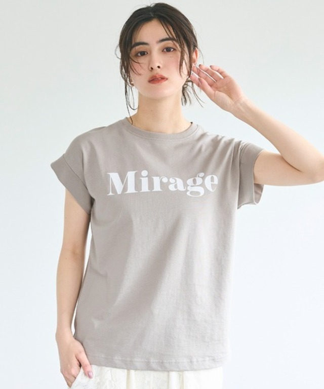 フレンチスリーブロゴプリントTシャツ
