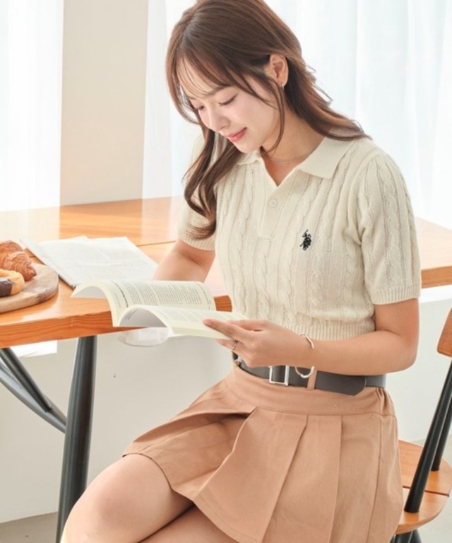 ∴WEGO/【25年春夏新作】U.S. POLO ASSN.別注コンパクトサマーニットポロシャツ