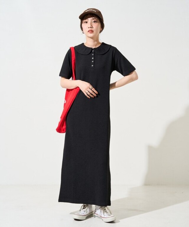 限定展開　フクレジャガード ポロ襟 半袖 ワンピース