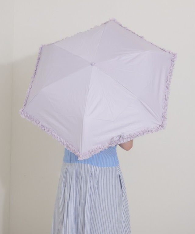 because　【遮光率100％】PUヒートカット晴雨兼用折りたたみフリル日傘