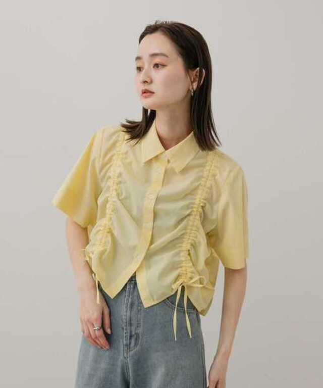 クロップドシャーリングシャツ(半袖)
