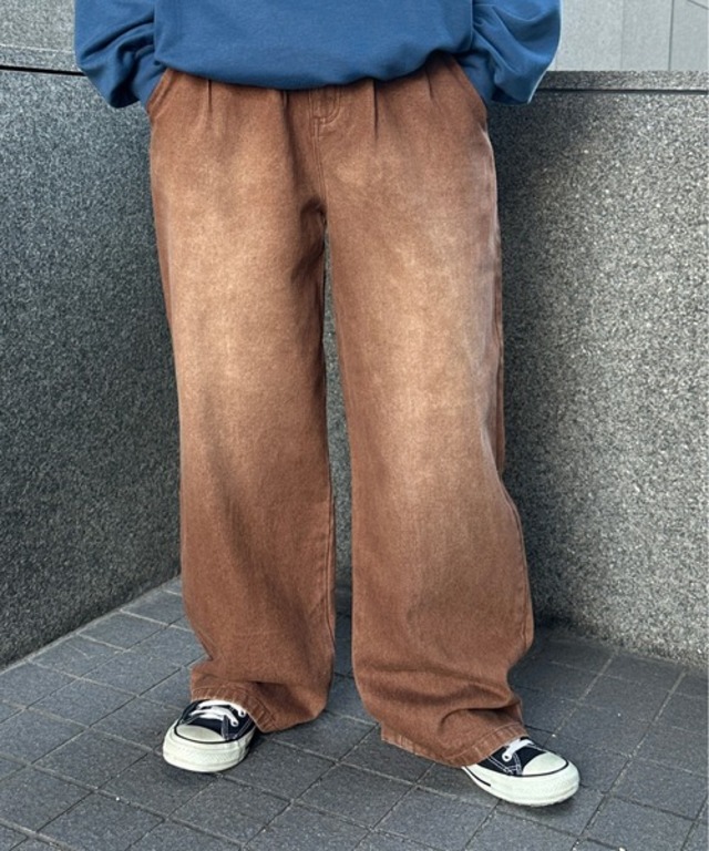 【XS~Lサイズあり】タックワイドデニムパンツ