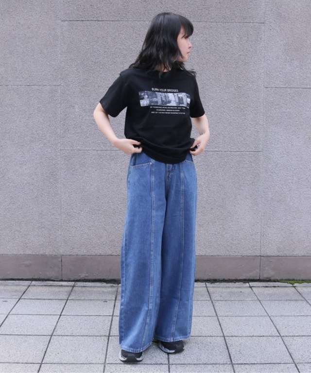 【HER CLOSET】センターラインストレートデニム