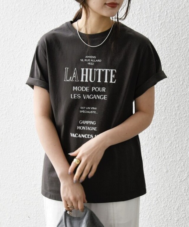 【SHIPS any別注】La Hutte:〈洗濯機可能〉ロゴ プリント TEE