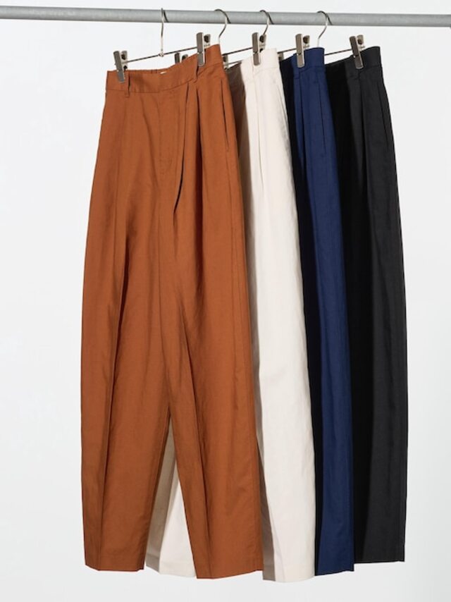 リネンブレンドバレルレッグパンツ