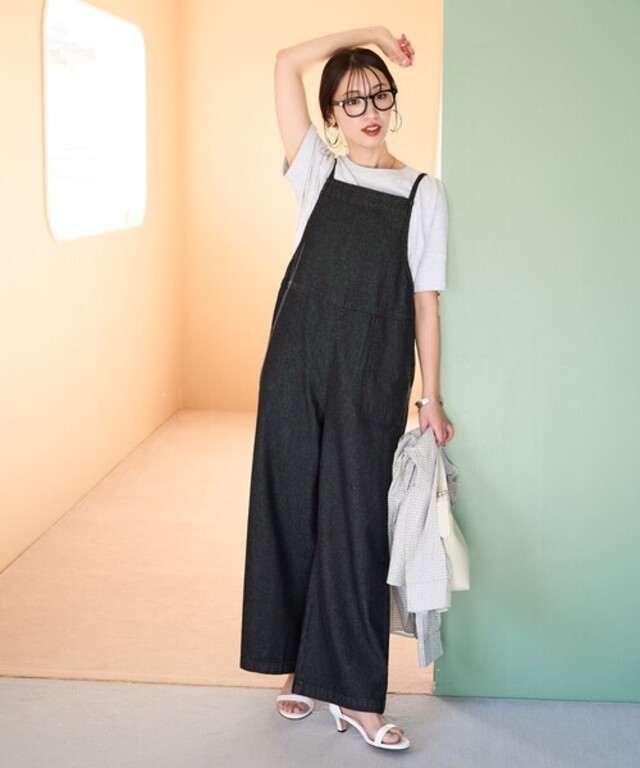 限定展開　紐 デニム サロペット