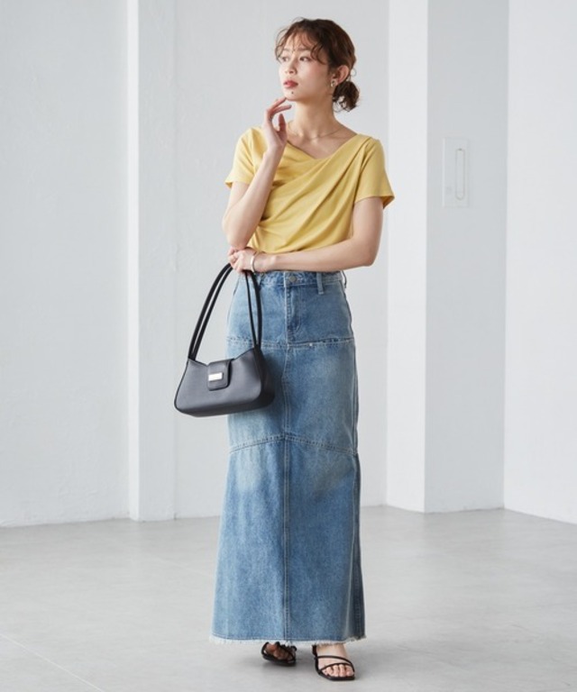 ドレープオフショルリブＴシャツ