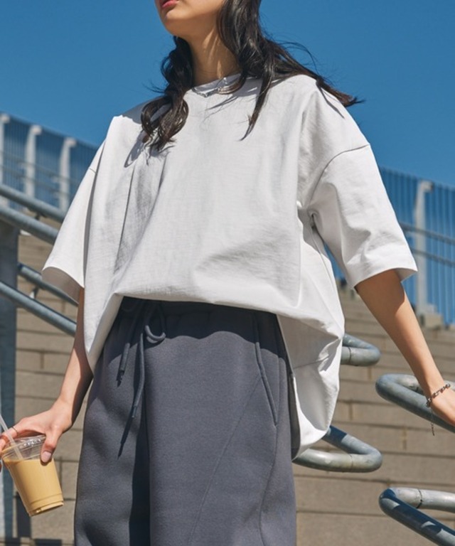 リラックスルーズベーシックT オーバーサイズ ラスティックコットンカットソー