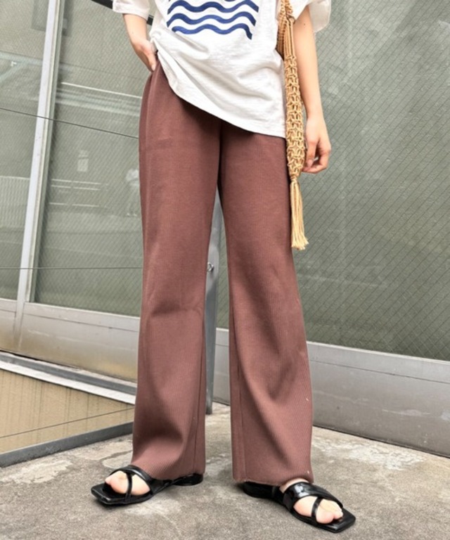 【マイナス3キロ見え/サイズ展開あり】【新色追加】すっきりシルエットリブパンツ