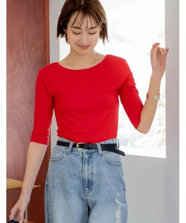 バックオープン前後2WAY天竺カットソーＴシャツ
