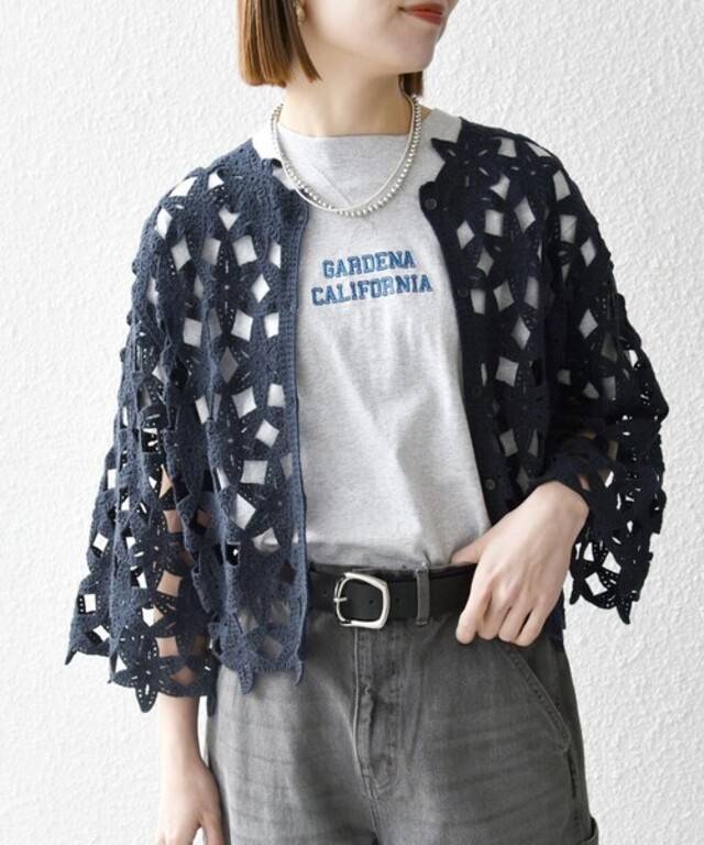 フラワー クロシェ レース カーディガン