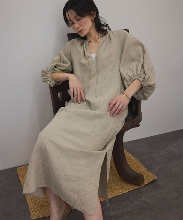 【WEB限定】ヨーロピアンフラックスリネンワンピース［洗える］