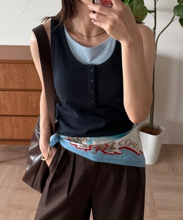layered like tank top with built-in cups / カップ付きレイヤード風タンクトップ