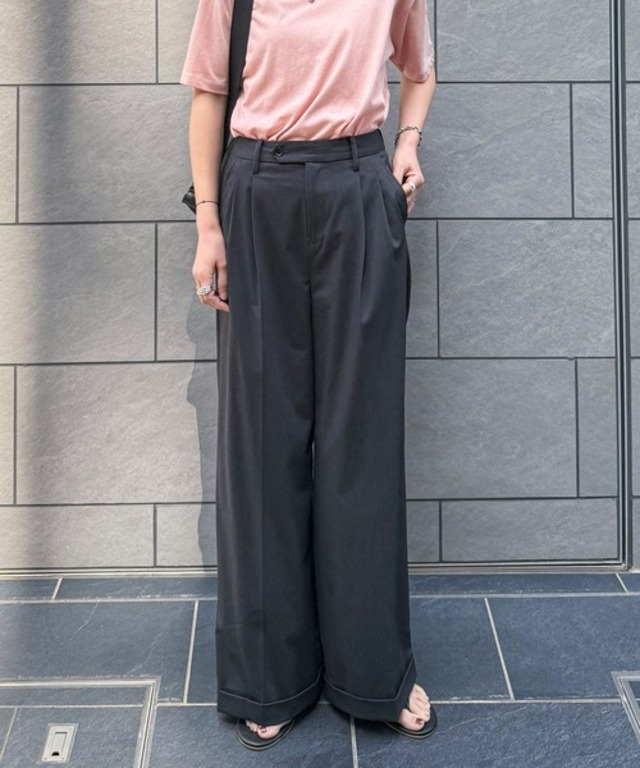 ワイドストレートスラックスパンツ