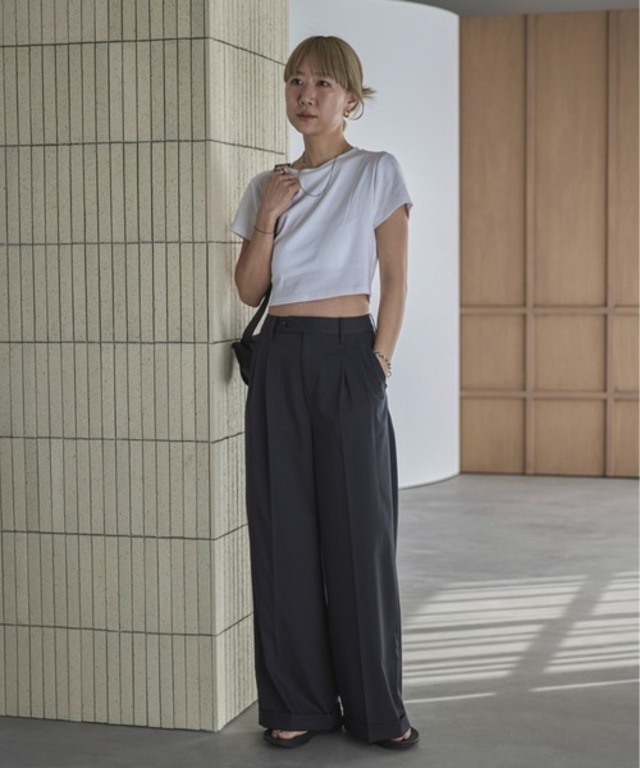 ワイドストレートスラックスパンツ